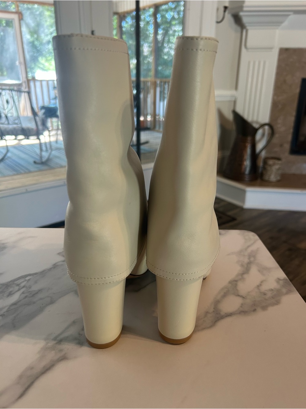 Pointed-Toe Cream Ankle Booties - Picture 8 of 9